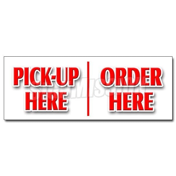 PICK-UP HERE ORDER HEREsticker hamburger pizza french fry ice cream, D-36 Pickup Here Order Here